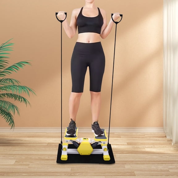 Mini Stepper with LCD Display & Resistance Bands for Full Body Workout – Compact Exercise Machine for Home Fitness, Strengthen Core, Legs, Arms, and More