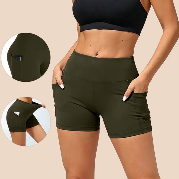 Biker Shorts Women 3'' High Waisted Tummy Control Booty Workout Yoga Gym Shorts Summer Solid Plus Size Athletic Running Short Pants with Pockets