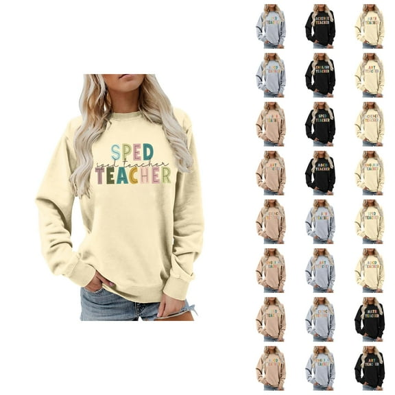 Women's Sweatshirts 2025 Back To School Sweatshirt Sped Teacher Sweatshirts Casual Pullover Tops Sweatshirt for Women