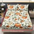 thumbnail image 4 of HELLHERO Sunflower and Pumpkin Pattern 3 Piece Fitted Sheets with Easy Care High Elasticity, 1 Fitted Sheet and 2 Pillowcases, No Flat Sheet Fitted Bedding Set for Household Homestay, 4 of 6