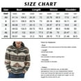 thumbnail image 4 of Chouyatou Men's Tribal Aztec Printed 1/4 Zip Fuzzy Sherpa Pullover Sweatshirt Hoodie (X-Small, Brown), 4 of 5