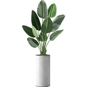 Artificial Tree in White Marble Effect Planter, Fake Bird of Paradise Silk Tree for Indoor and Outdoor Home Decoration - 67" Overall Tall (Plant Pot Plus Tree)