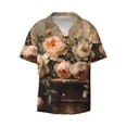 thumbnail image 3 of Balery Vintage Peonies Rustic Charm Men's Casual Button Down Shirt Short Sleeve Textured Summer Cuban Beach Shirts-Medium, 3 of 7