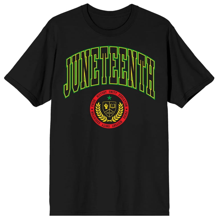 Juneteenth Collegiate Crest Crew Neck Short Sleeve Men's Black T