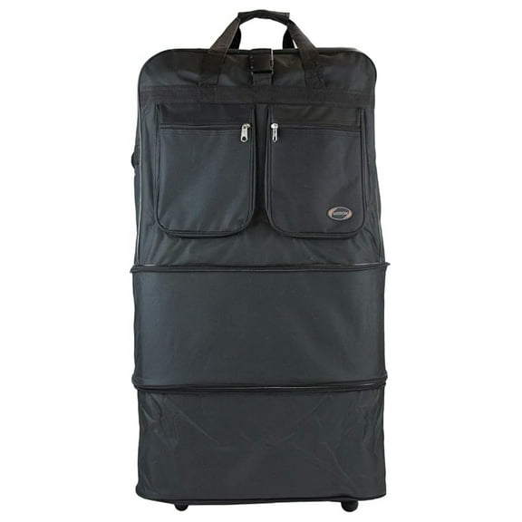 40" Black Large Rolling 6 Wheeled Duffel Bag Spinner Suitcase Duffle Bag Luggage