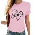 thumbnail image 2 of Summer Savings Clearance!LEBONYARD Summer Tops for Women 2024,womens blouses clearance deals,Women Short Sleeves Heart-shaped Print Casual Tops Blouse T-shirt Pink S, 2 of 8