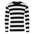 thumbnail image 2 of Unique Bargains Men's Long Sleeve Pullover Top Crew Neck Striped T-Shirts 46 White Striped, 2 of 7