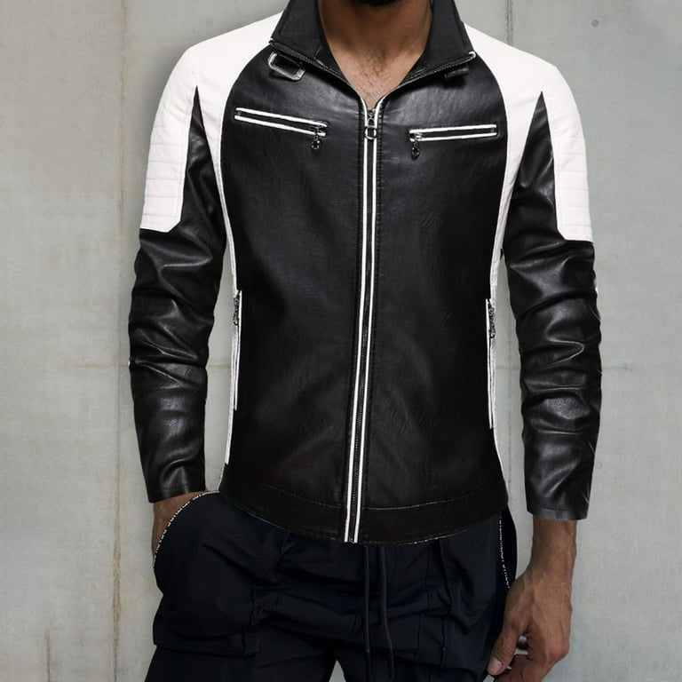 Durtebeua Leather Jacket Men Plus Suede Winter Coat with Removable