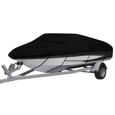 11-13ft Black Heavy Duty Waterproof Sunscreen Dustproof Boat Cover 210D Oxford Fabric PU Coating