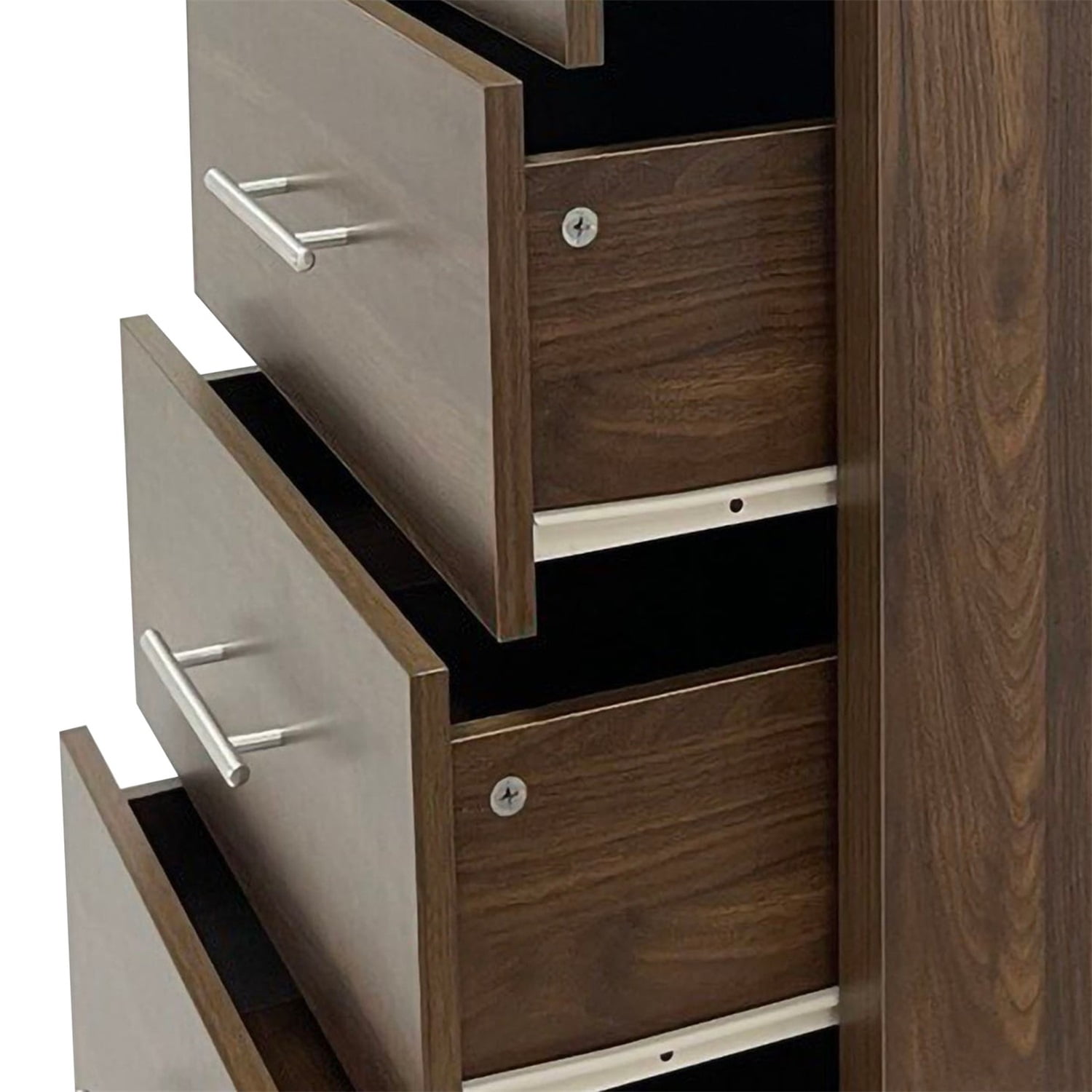 Kadyn MDF 5 Drawer Chest, Tall Dresser Chest for Living Room, Mid Century Drawer Dresser for Bedroom, Walnut