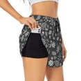 thumbnail image 1 of Balery simple white Snowflake Pantalones cortos deportivos para mujer con forro y dos bolsillos, elásticos, para entrenamiento, gimnasio, yoga-X-Large, 1 of 7