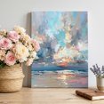 thumbnail image 2 of Canvas Wall Art, Blue Gray Coastal Framed Canvas Prints for Kitchen Bedroom, Oil Painting Modern Abstract Art Small Gallery Wrapped Wall Decor for Home Office, Gifts, 8"x12" Ship Next Day, 2 of 9