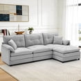 thumbnail image 1 of Korser L Shaped Modern Sofa with Movable Ottoman Convertible Modular Sectional Cloud Couch with Deep Seat & Pillow,Chenille 3-Seat Couches for Living Room,Assembly Required,Light Grey, 1 of 7