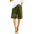 thumbnail image 2 of Juslio Women Shorts Straight Leg Casual Pockets Loose Comfy Cotton Linen Print Athletic Shorts Women, 2 of 6