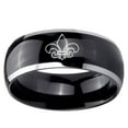 thumbnail image 2 of Tungsten Fleur De Lis 8mm Glossy Black 2 Tone Dome Polished Edges Men Ring, 2 of 2