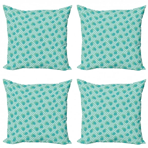 Ambesonne Lemons Throw Pillow Cover 4 Pack, Sparsed Lemons, 18", Seafoam Teal and White