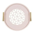thumbnail image 4 of Kate and Laurel Caspen Glam Decorative Serving Tray, 15.5 Inch Diameter, Pink and Gold, Decorative Tray with Round Shape and Polished Gold Metal Handles for Storage and Display, 4 of 8