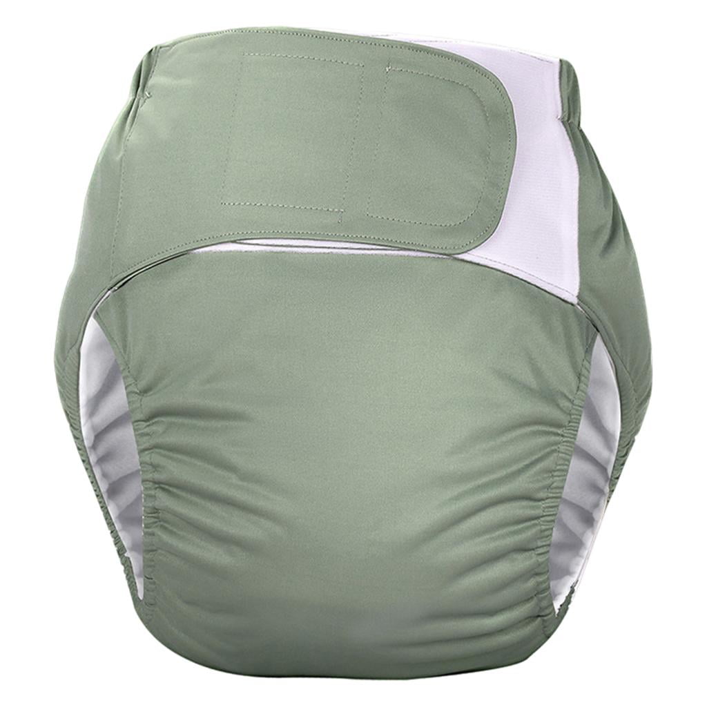 Adjustable Adult Cloth Diaper Reusable TPU Coat Large Size Waterproof Undewear Pants for Incontinence The Elderly Odor Operative Care , Green