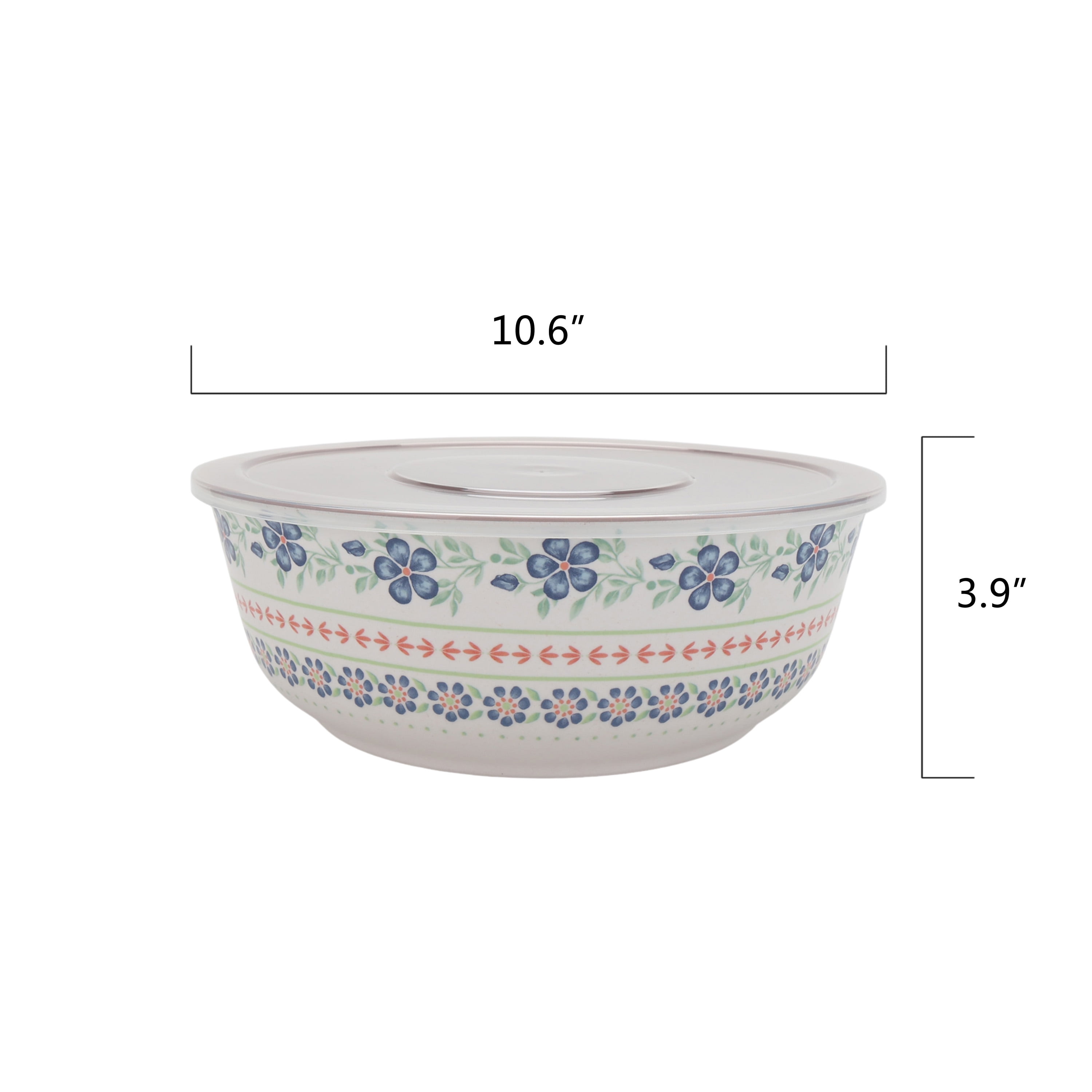 The Pioneer Woman Hattie 6-Piece Bamboo Melamine Bowl Set with Lids, Multicolor