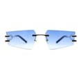 thumbnail image 2 of Luxurious Rimless Geometric Metal Frame Designer Style Sunglasses Gold Blue, 2 of 4