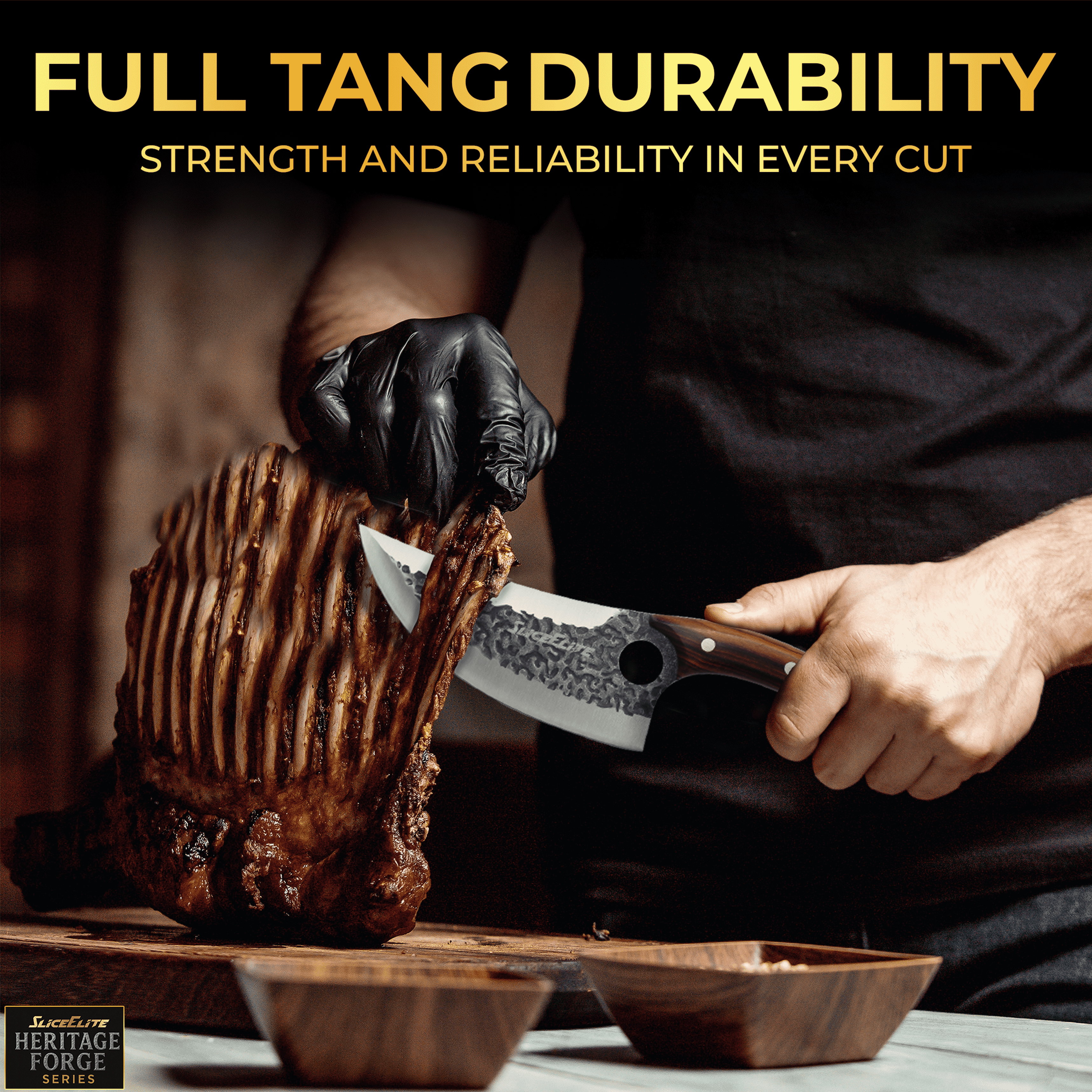 SliceElite 2PCS Hand-Forged Chef Knife Set | Viking & Serbian Knives for Meat Cutting | Professional Kitchen Tools with Gift Box for BBQ Cooking