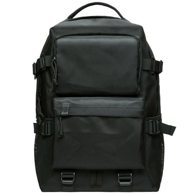 KAUKKO Vintage Casual polyster and Leather Rucksack Backpack (Nylon Black)