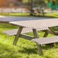 thumbnail image 3 of POINTERTECK 8Ft Fitted Picnic Table Cover with Bench Covers， 96”x30”  Outdoor Picnic Tablecloth 3 Pcs Set，Flannel Backing with Elastic Edges， for Home Goods Indoor Outdoor Patio, 3 of 8