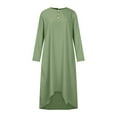 thumbnail image 5 of LLYwey Women's Cocktail Dresses Fashion Round Neck Loose Pockets Long Sleeve Solid Mid-Calf Long Dress New Shirts Dresses Green L, 5 of 9
