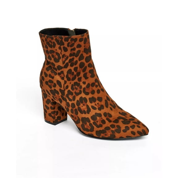 SMASH Shoes Women's Chiku Chunky Ankle Boots Leopard 12W B4HP