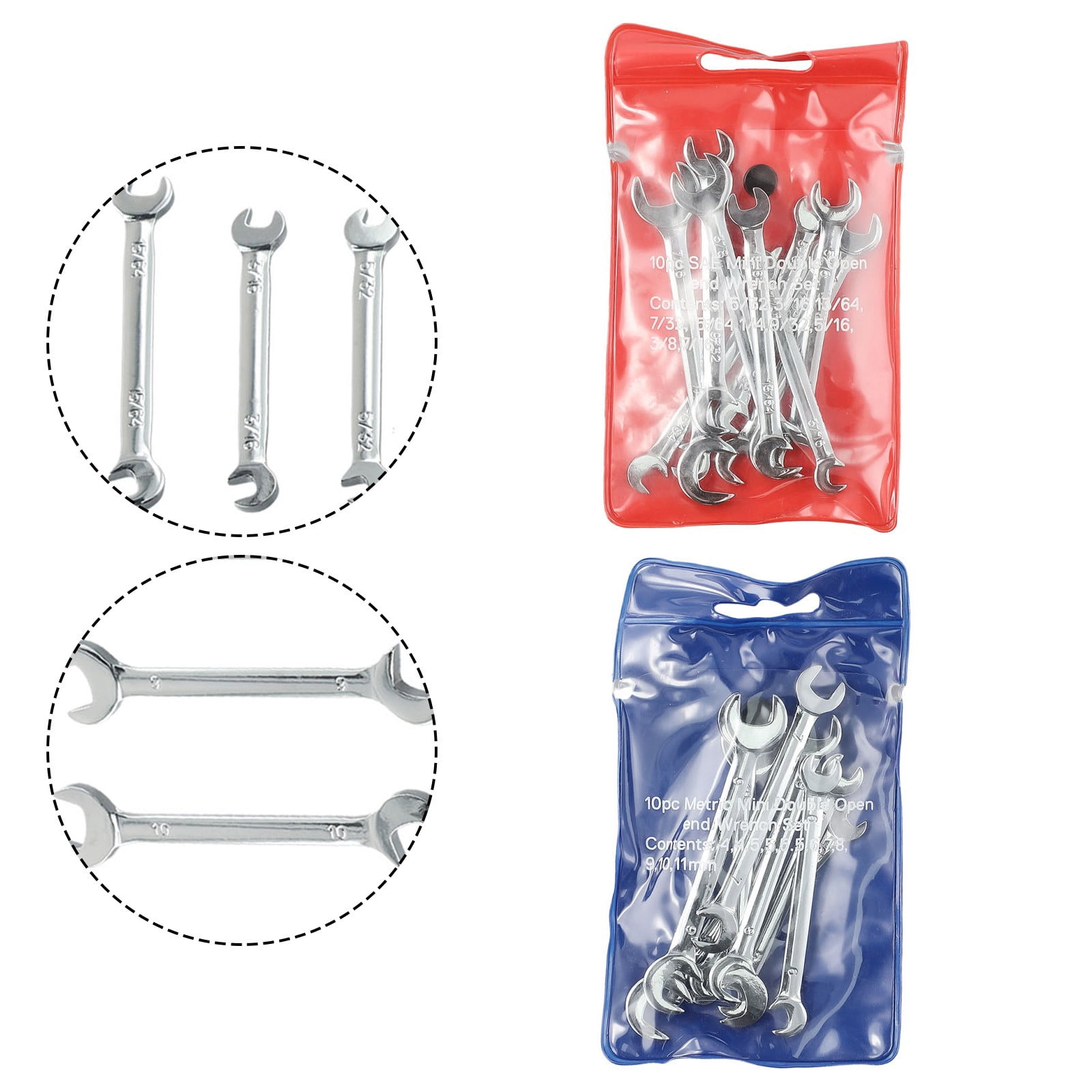 20 Pcs Combination Spanner Set Small Wrench Metric SAE Imperial Portable Tool