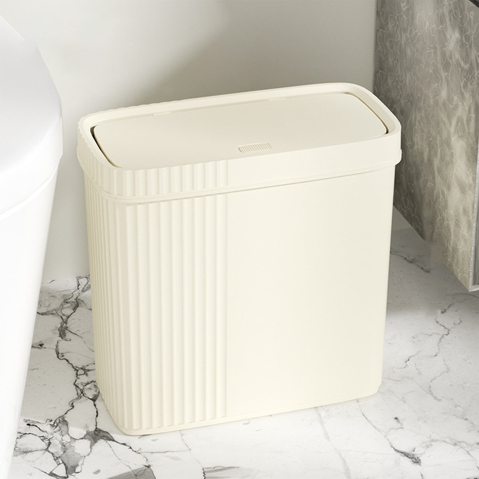 Bathroom Trash Can with Pop-Up Lid, Odor-Locking Garbage Bin – Press Button Open, Leak-Proof, Compact for Toilet Office Bedroom Living Room Small Spaces