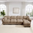 thumbnail image 4 of Nkurdsu 131" Oversized Modular Cloud Sectional Sofa with Movable Ottoman, L-Shaped Chenille Couch for Living Room, Brown, 4 of 7