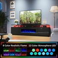 thumbnail image 3 of VANACC 2 Tiers Fireplace TV Stand with 40" Fireplace,80" Modern High Gloss Entertainment Center for TVs up to 90", Obsidian Black, 3 of 7