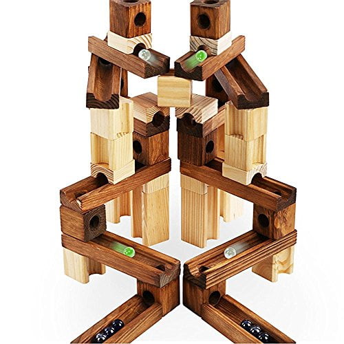 wooden marble run set