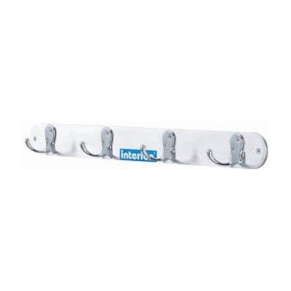 Interion  20""W Coat Rack with 4 Double Prong Hooks - Silver