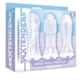 thumbnail image 2 of Sex toy couples kit of Vibrating Sextenders, 3-Pack, Nubbed, Contoured, Ribbed And Icon Brands Jack-It Stroker Crimson, 2 of 5