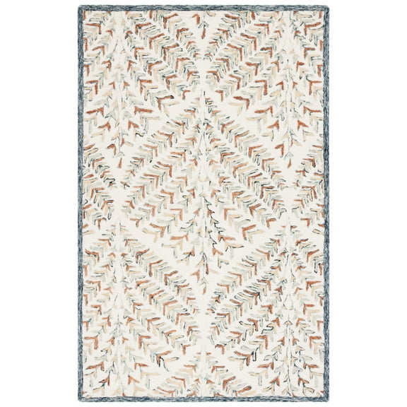 SAFAVIEH Capri Proinsias Leaves Wool Area Rug, Ivory/Green, 3' x 5'