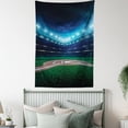 thumbnail image 4 of Baseball Tapestry, Professional Baseball Field at Night Vibrant Playground Stadium League Theme Print, Wall Hanging for Bedroom Living Room Dorm Decor, 60W X 80L Inches, Green Blue, by Ambesonne, 4 of 5
