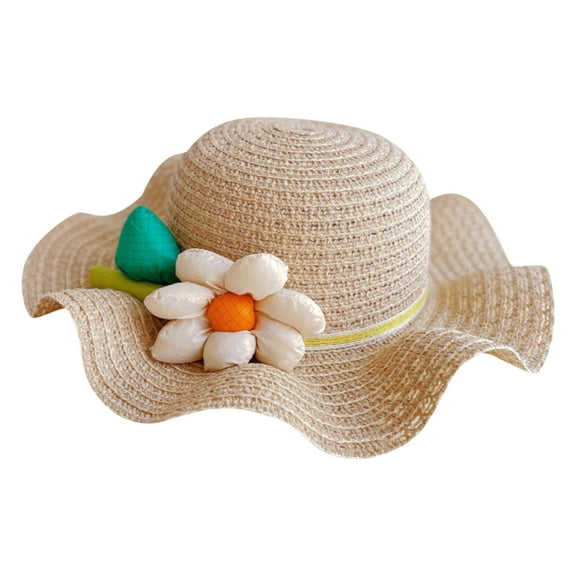 Otqutp Breathable Caps for Children 2 to 6 Years Toddler Girls Flower Cute Sun-screen Hat Summer Bow Beach Hat Braided Hat Beach Sun Hat