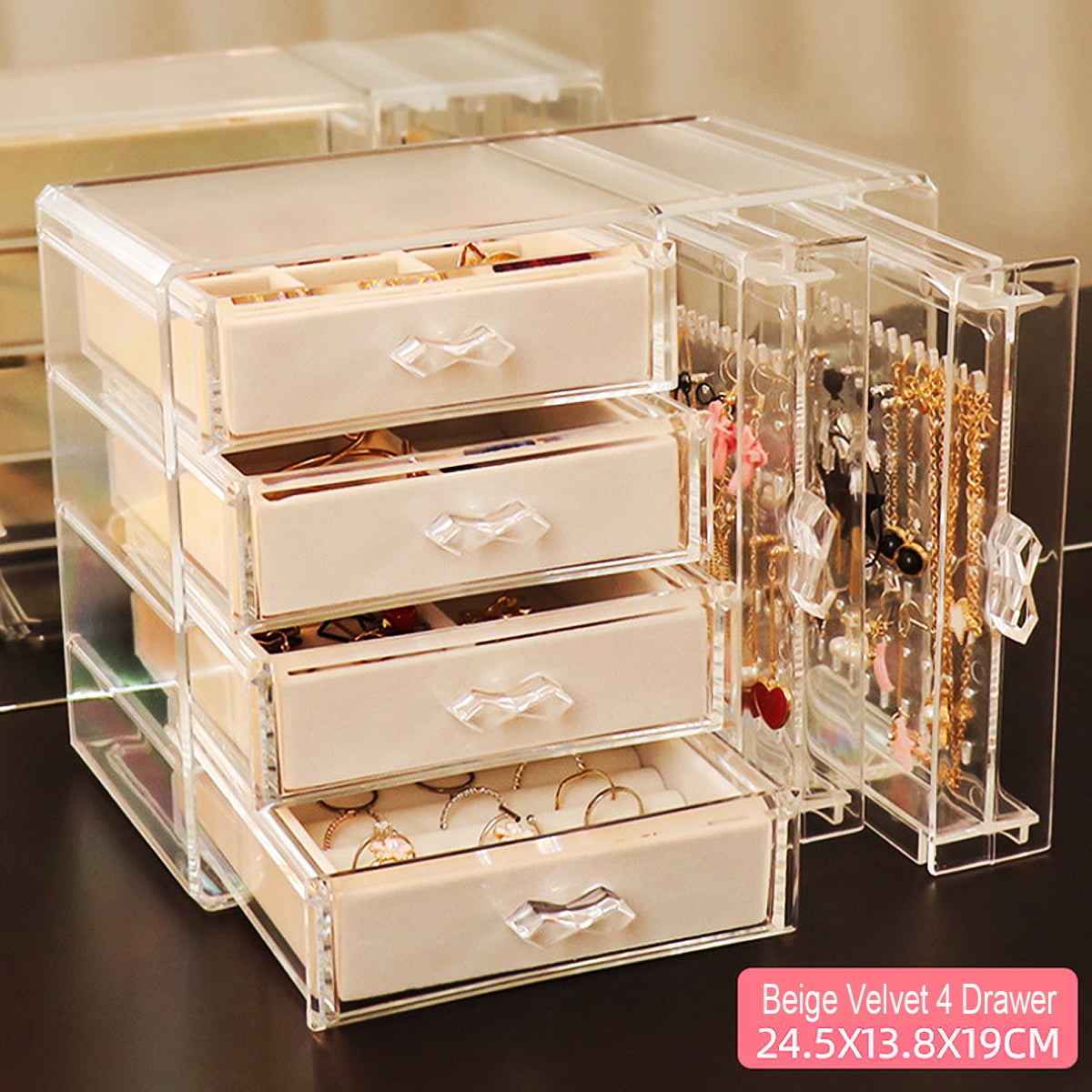 4 in 1 Jewelry Tray Organizer for Drawer Dresser Display Storage for Accessories 