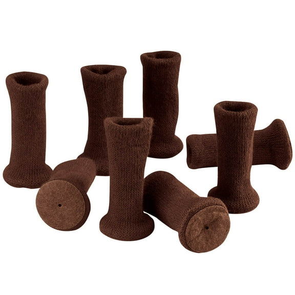 Furniture Socks with Felt Bottom, Fits 1-2" Diameter Legs, Rubber Inside For Snug Fit - Set of 8, Dark Brown