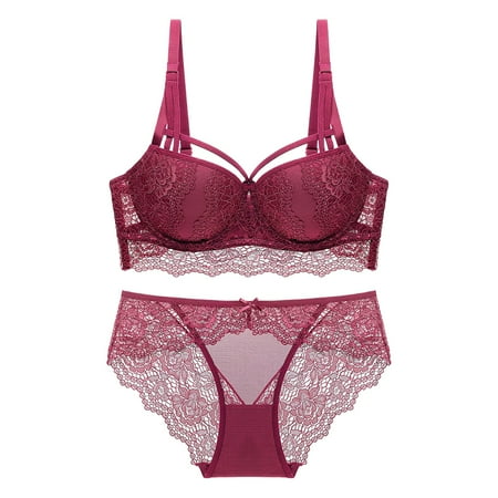 LARUYEKO Sexy Lace Push Up Bra Ladies Underwear Girls Bra Bra Set Lace Garter Set with Stockings 34 Underwear Womens Bandeau Lace Bras Set Medium Pack Lace Lingerie Set High Waist Lace Underwear Set