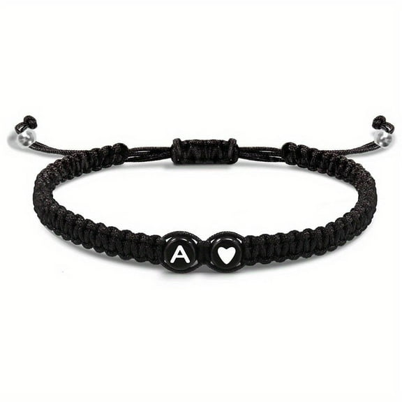 Heart Initial Bracelets for Women,26 Letters Initial Charm Bracelet Handmade Rope Braided Bracelets,Letter A-Z Charm Adjustable Link Jewelry Gifts for Daughter Mothers Day