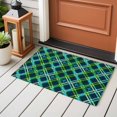 thumbnail image 4 of Ethic Texture Front Door Rugs 2x3 ft Green Blue Geometric Black Plaid Vintage Small Rug for Entryway Non Slip Washable Bathroom Door Mat Absorbent Floor Mat for Indoor Entrance, 4 of 9