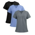 thumbnail image 2 of 3 Pack Blue Scrub Tops for Women Soft Stretch V-Neck Medical Scrub Top with Pockets 5XL, 2 of 6