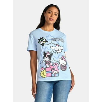 Kuromi and My Melody Women's Graphic Tee with Short Sleeves, Sizes