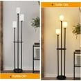 thumbnail image 6 of Lighting Fixtures Floor Lamp with Shelves, Modern Floor Lamps for Living Room, 3-Lights Standing Lamp with Linen Shade and Foot Switch, Industrial Standing Lamps for Bedroom, Black Tall Table Lamp fo, 6 of 9