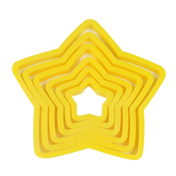 1 juego de cortadores de galletas con forma de flor, de plástico, con forma de pentagrama y corazones, para hornear, para niños.