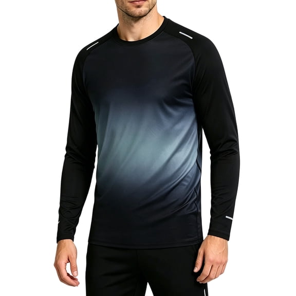 hoksml Men's Long Sleeve Workout T Shirts, Quick Dry Athletic Running Tops, Raglan Crew Neck Performance Sport Tees for Training Gym
