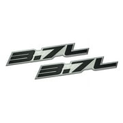2 x (pair/set) 3.7L Liter Embossed Black on Highly Polished Silver Real Aluminum Auto Emblem Badge Nameplate for Dodge Ram Jeep Grand Cherokee Mazda Ford F-150 Wrangler Sport Chevy Chevrolet GM Nissan